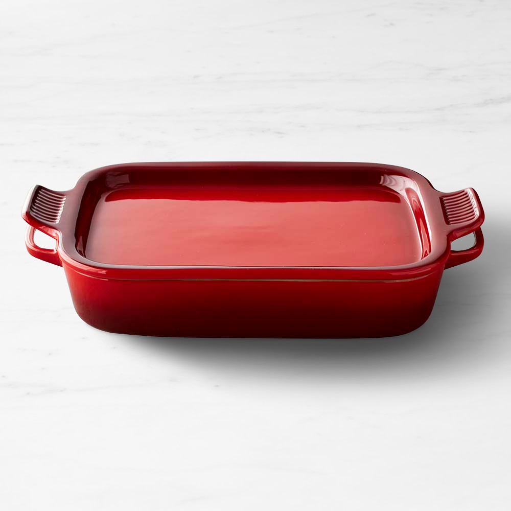Le Creuset Stoneware Rectangular Baker with Platter Lid, 2 3/4 Qt. - Red