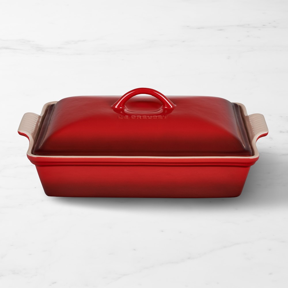 Le Creuset Heritage Stoneware Rectangular Covered Casserole, 4-Qt. (Cerise)