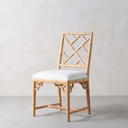 Chippendale Upholstered Bistro Dining Side Chair, Natural