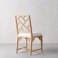 Chippendale Upholstered Bistro Dining Side Chair, Natural