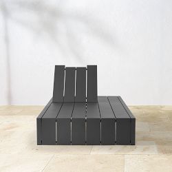 Larnaca Slate Grey Metal Chaise with Built in Table