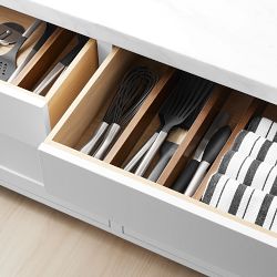 OPEN BOX: Hold Everything Adjustable Drawer Dividers, Set of 4, Walnut Finish