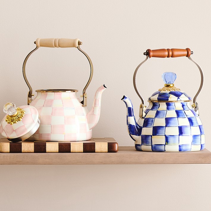 MacKenzie-Childs Rosy Check Tea Kettle | Williams Sonoma