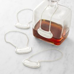 Williams Sonoma Presidio Plated Decanter Tags, Silver