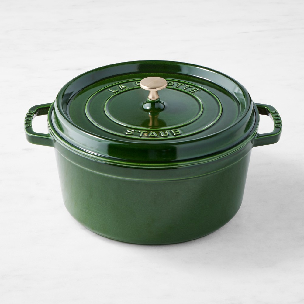 Staub Enameled Cast Iron Round Dutch Oven - 7-Qt., Basil with Brass Knob