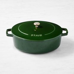 Staub Enameled Cast Iron Wide Oval Dutch Oven, 6 1/2-Qt., Basil with Brass Knob