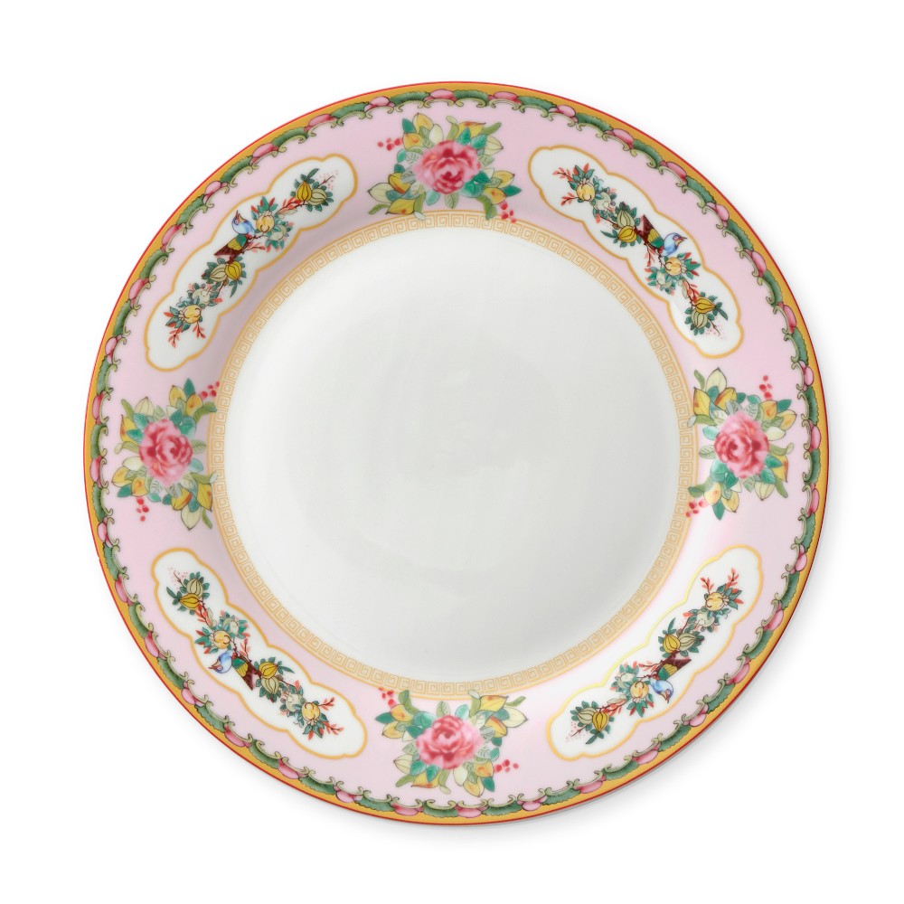 Famille Rose Dinner Plates - Set of 4, Pink Rim