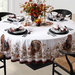 Plymouth Turkey Tablecloth, 90" Round