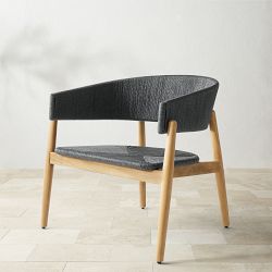 Anders Club Chair, Natural Teak, All Weather Weave, Black