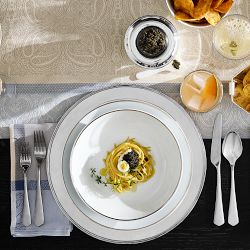 Pillivuyt Eventail Platinum Porcelain Soup Bowls, Set of 4