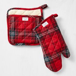 Classic Tartan Oven Mitt & Potholder Set