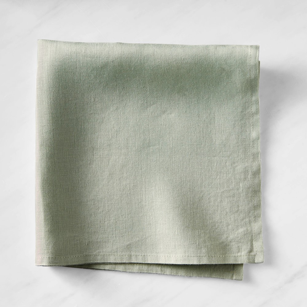 Italian Washed Linen Napkins - Set of 8, Seafoam