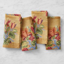 Harvest Floral Stripe Napkin, Set of 4, Stripe Gold