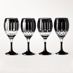 Wilshire Jewel Cut Black Mixed Wine Glasses, Set of 4