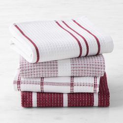 Williams Sonoma Super Absorbent Waffle Weave Towels, Set of 4, Pomegranate