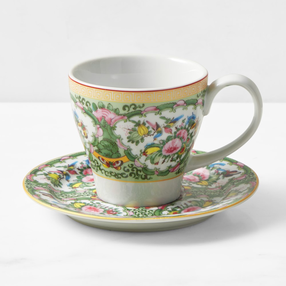Famille Rose Cups & Saucers, Set of 4 - Set of 4