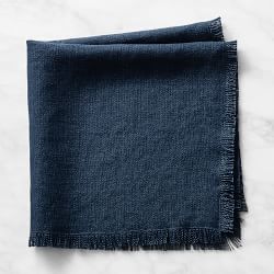Fringed Napkins, 20" X 20", Set of 4, Navy