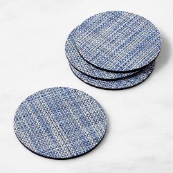 Chilewich Mini Basketweave Coasters, Set of 4, Chambray