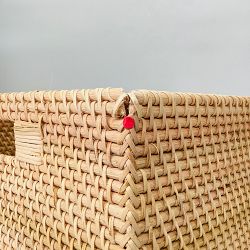 OPEN BOX: Hold Everything Rattan Cubby Pantry Baskets, Large, Walnut