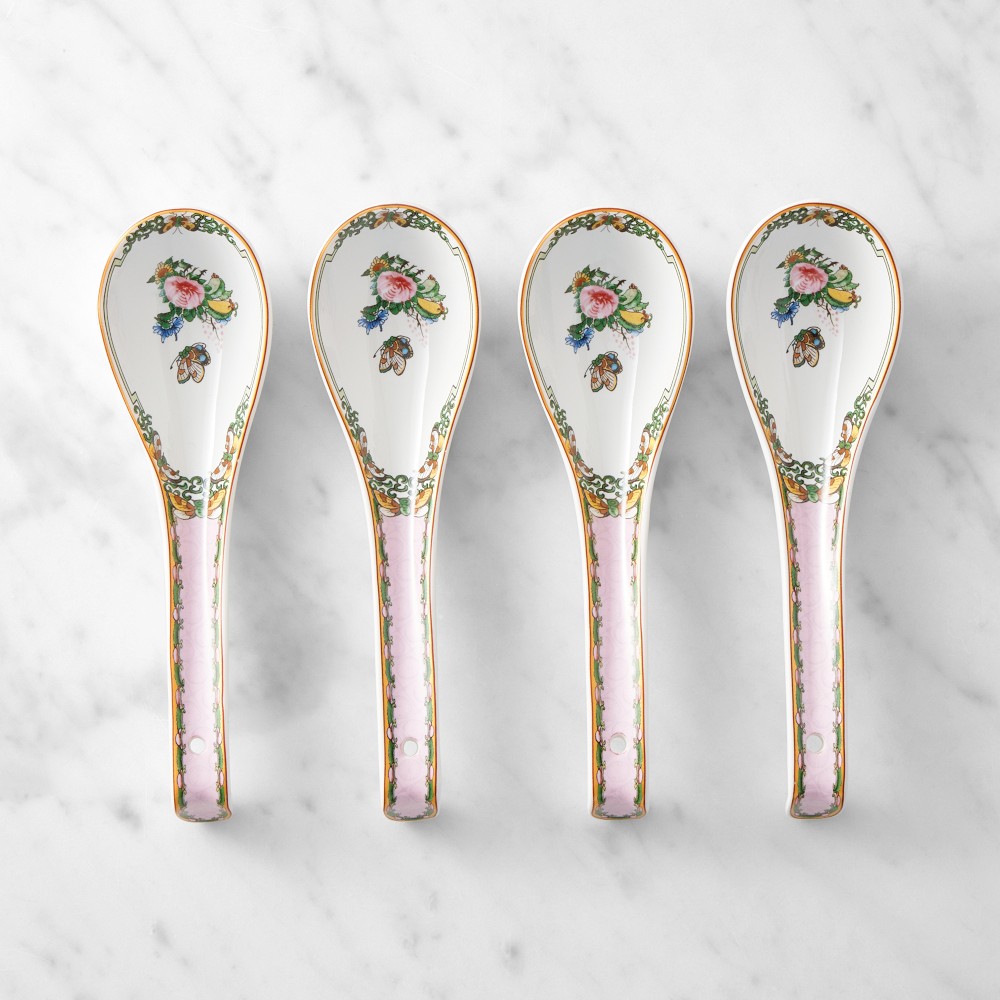 Famille Rose Dumpling Spoons, Set of 4 - Set of 4