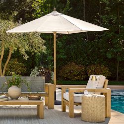10' Round Outdoor Larnaca Teak Umbrella