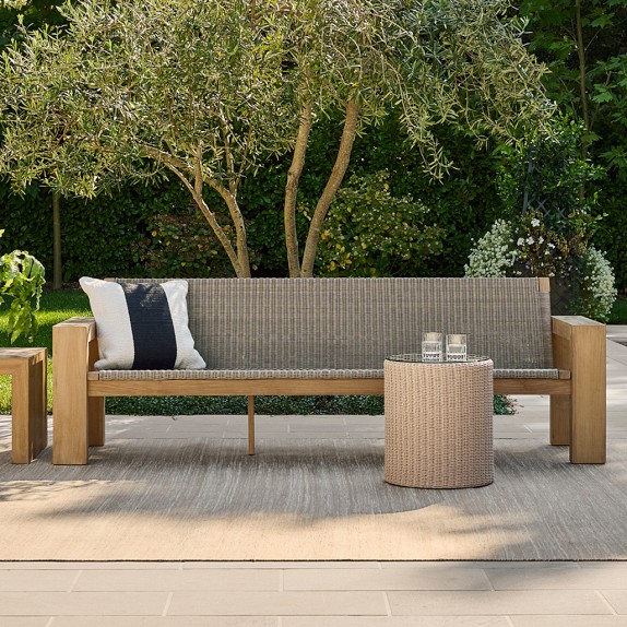 Larnaca Outdoor Teak Sofa, All-Weather Weave | Williams Sonoma
