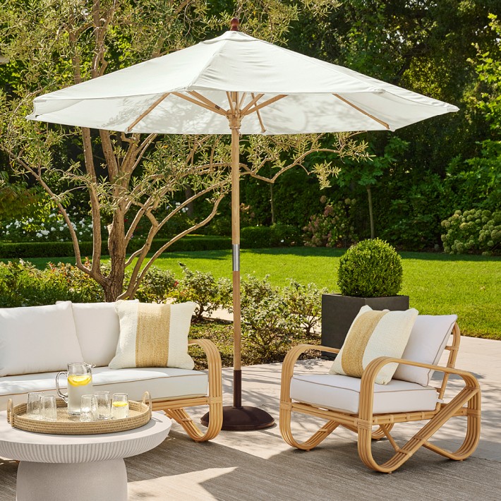 Outdoor Natural Teak Umbrella | Patio Furniture | Williams Sonoma
