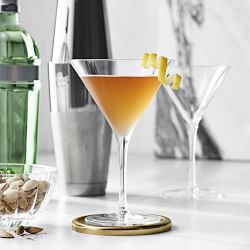 Antique Brass Hammered Coasters with Holder, Set of 4