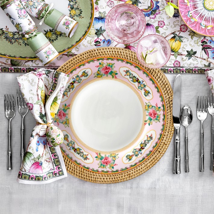 Famille Rose Dinner Plates - Green Rim | Williams Sonoma