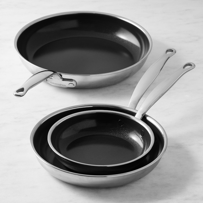 GreenPan Premiere Max Stainless-Steel Ceramic Nonstick 3-Piece Fry