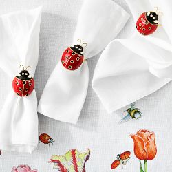 Cloisonné Ladybug Napkin Rings, Set of 4