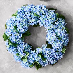 UV Protected Faux Blue Hydrangea Wreath, 27"