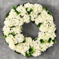 UV Protected Faux White Hydrangea Wreath, 27"