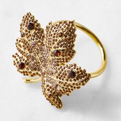 Jeweled Leaf Napkins Rings, Set of 4