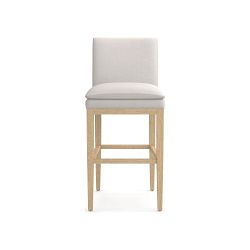 OPEN BOX: Laguna Dining Bar Stool, Perennials Performance Basketweave, Ivory, Natural Oak Leg