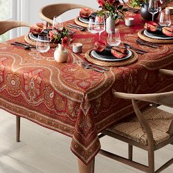 Paisley Tablecloth, 70" X 108", Rust