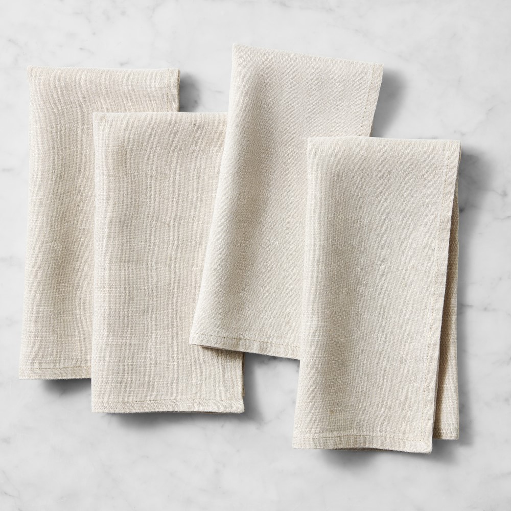 Italian Washed Linen Napkins - Set of 4, Flax