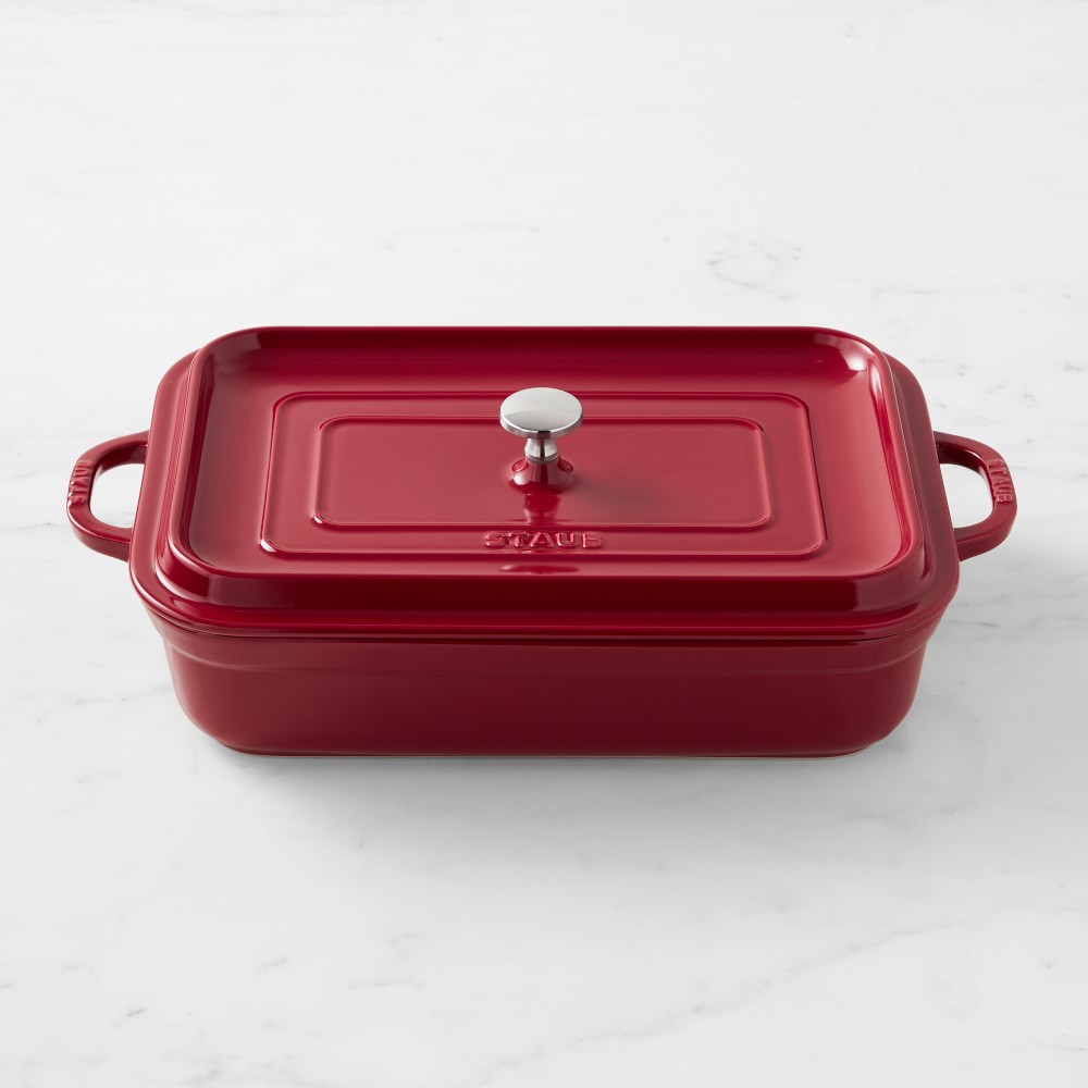 Staub Stoneware Rectangular Covered Baker, 4.8-Qt. - Cranberry