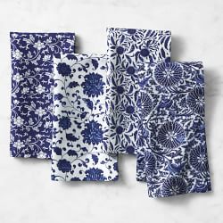 Marlo Thomas x Williams Sonoma Blue Dinner Napkins, Set of 4
