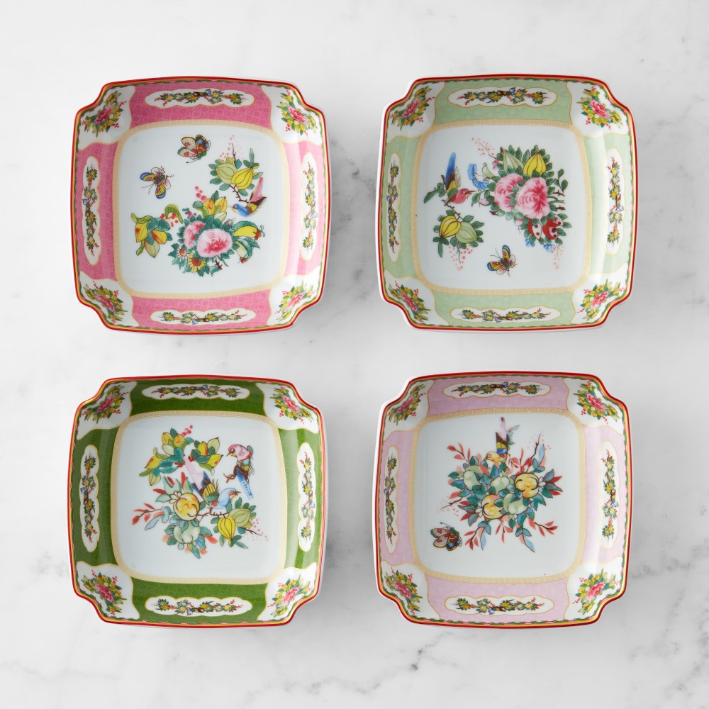 Famille Rose Square Dipping Bowls, Set of 4 - Set of 4, Multi
