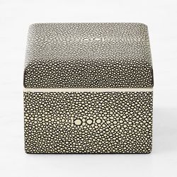 Faux Shagreen Box, Small, Graphite