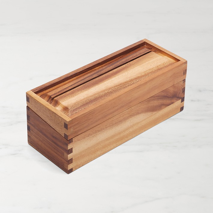 Acacia Wood Tea Box, Handcrafted Storage | Williams Sonoma