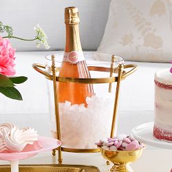 Antique Brass &amp; Glass Champagne Bucket