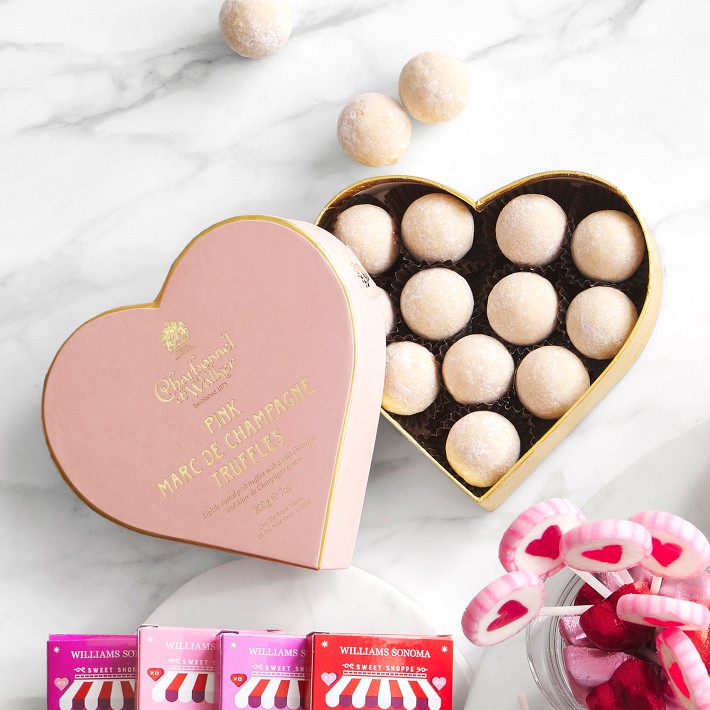 Charbonnel Pink Heart Champagne Truffles | Williams Sonoma