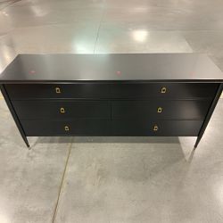 OPEN BOX: Lacourte Large 6 drawer Dresser, 72, Ebony, Antique Brass