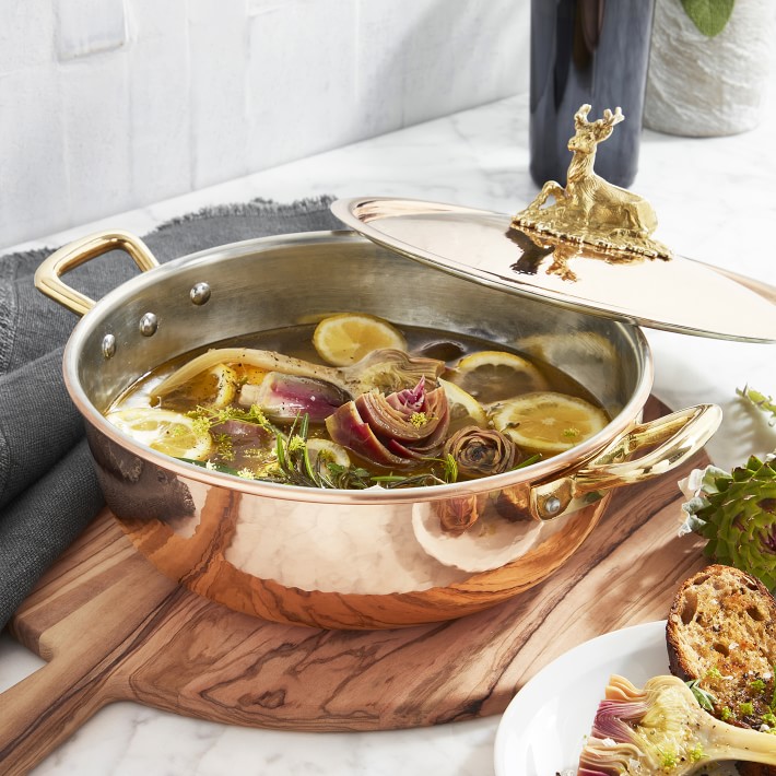 Ruffoni Historia Hammered Copper Chef Pot with Stag Knob - 4-Qt