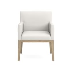 OPEN BOX: Wilson Track Arm Chair, Performance Slub Weave, White, Heritage Grey Leg