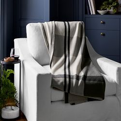 Plaid Lambswool Throw, Greyson Black