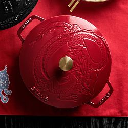 Staub Enameled Cast Iron Braiser with Dragon Lid, 2 1/2-Qt., Cranberry