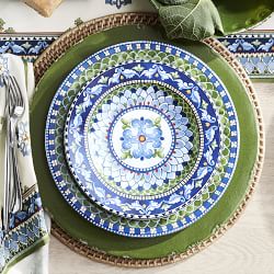 Sicily Ceramic Mixed Appetizer Plates, Set of 4, Blue &amp; Green